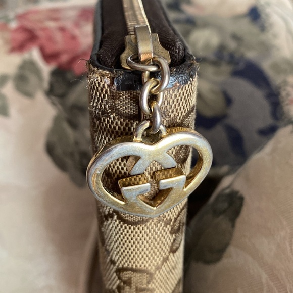 AUTHENTIC GUCCI LONG WALLET 308005 CANVAS & LEATHER HEART FOB ZIP AROUND - Picture 5 of 12